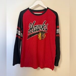 Knights Apparel NHL Chicago Blackhawks Red & Black Long Sleeve Shirt Sz Lg Mens
